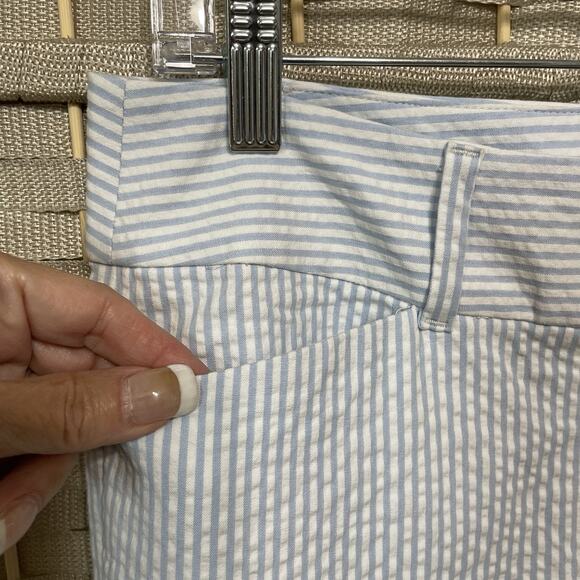 Loft Outlet SKINNY ANKLE Pants Size 6 Light Blue White Stripe Seersucker NEW - Picture 5 of 12